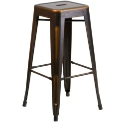 30" Distressed Stacking Metal Barstool - Russet