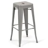 30" Distressed Stacking Metal Barstool - Silver