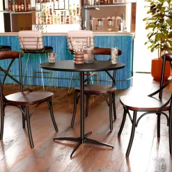 24 Inch Round Pub / Cocktail Table - All Black - w/ 30