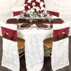 Accordion Crushed Taffeta Chair Sash - Burgundy