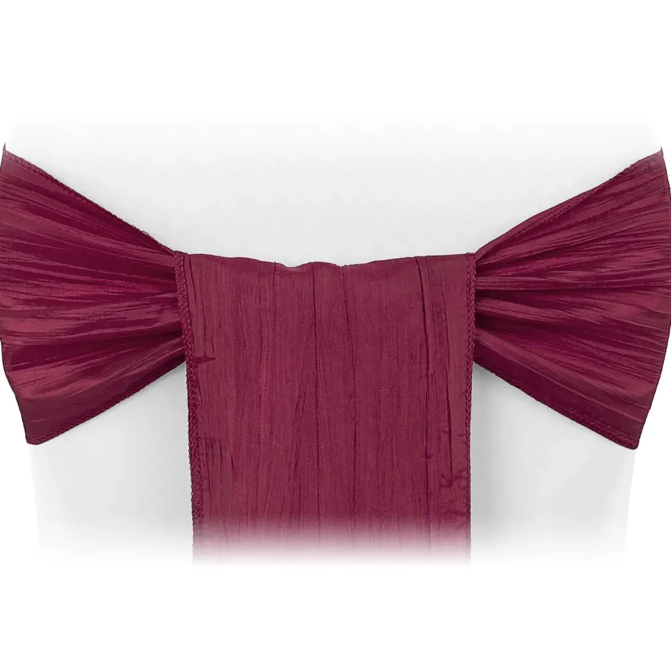 Accordion Crushed Taffeta Chair Sash - Burgundy