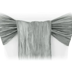 Accordion Crushed Taffeta Chair Sash - Gray/Silver