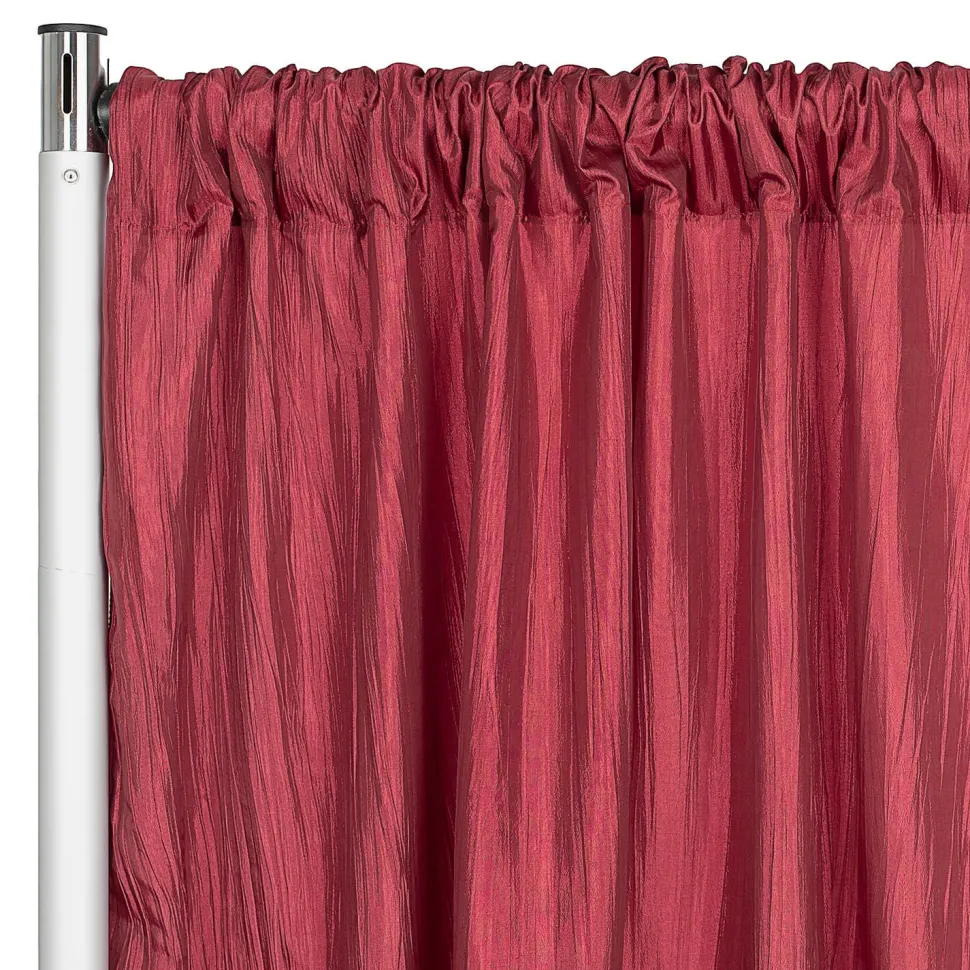 Accordion Crushed Taffeta - 10ft Long x 54" Wide Drape/Backdrop Panel - Burgundy