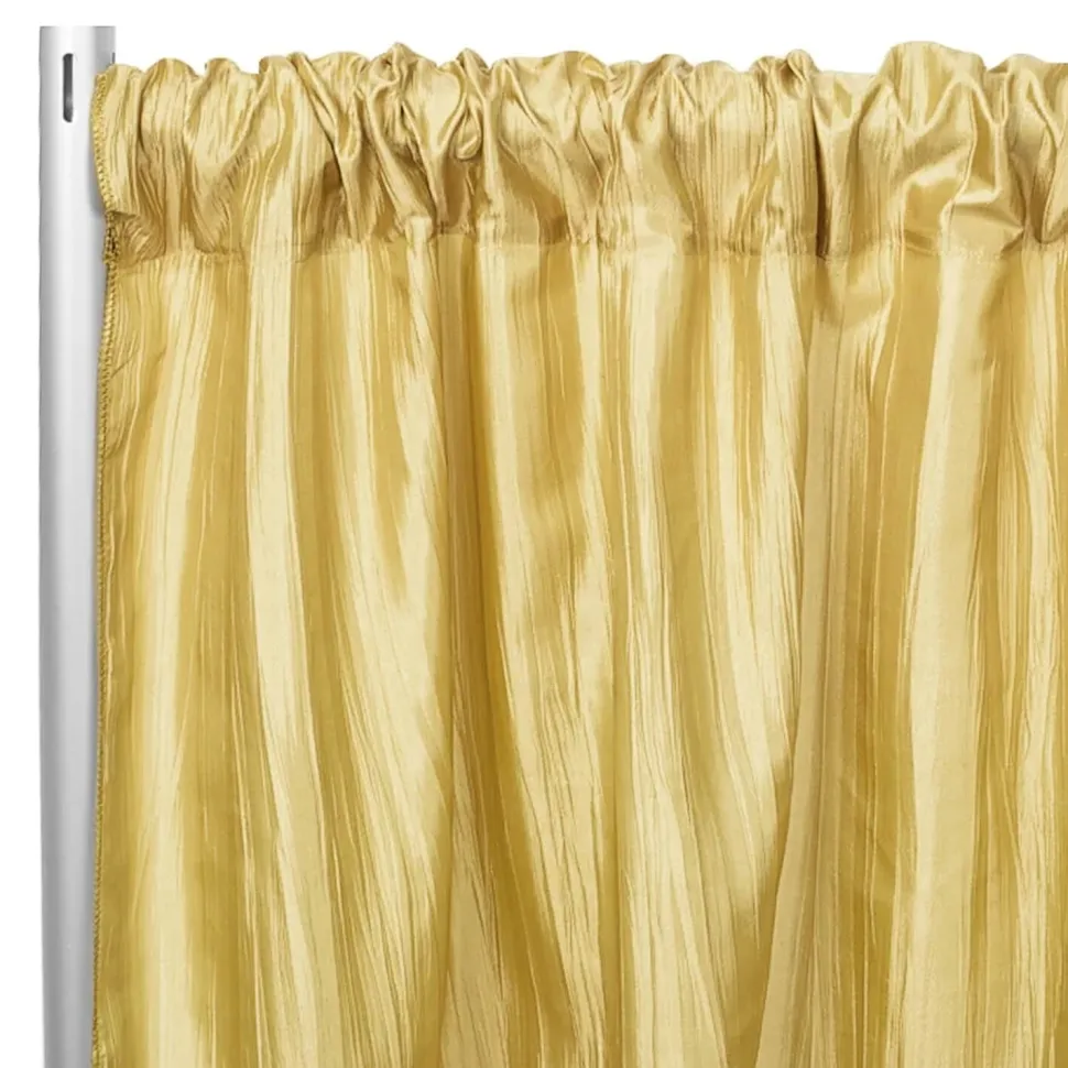 Accordion Crushed Taffeta - 10ft Long x 54" Wide Drape/Backdrop Panel - Gold