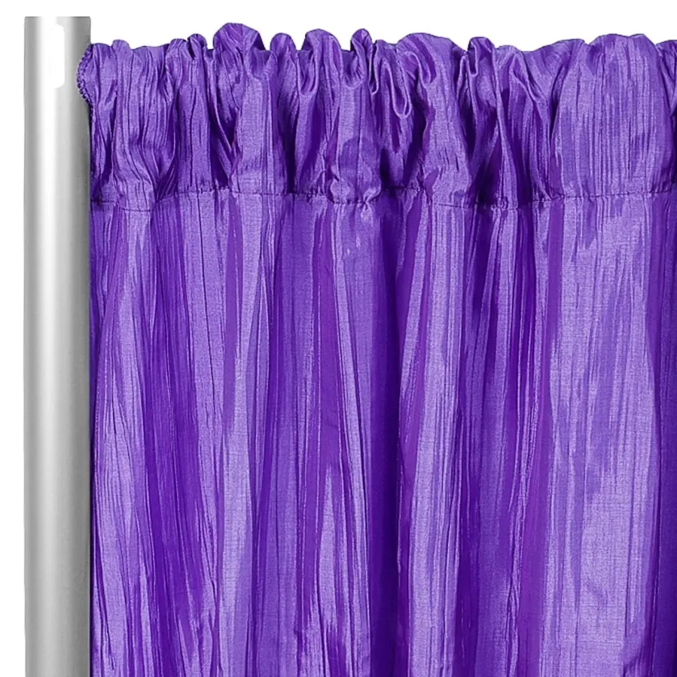 Accordion Crushed Taffeta - 10ft Long x 54" Wide Drape/Backdrop Panel - Purple