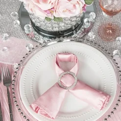 Accordion Crushed Taffeta - 132" Round Tablecloth - Pink