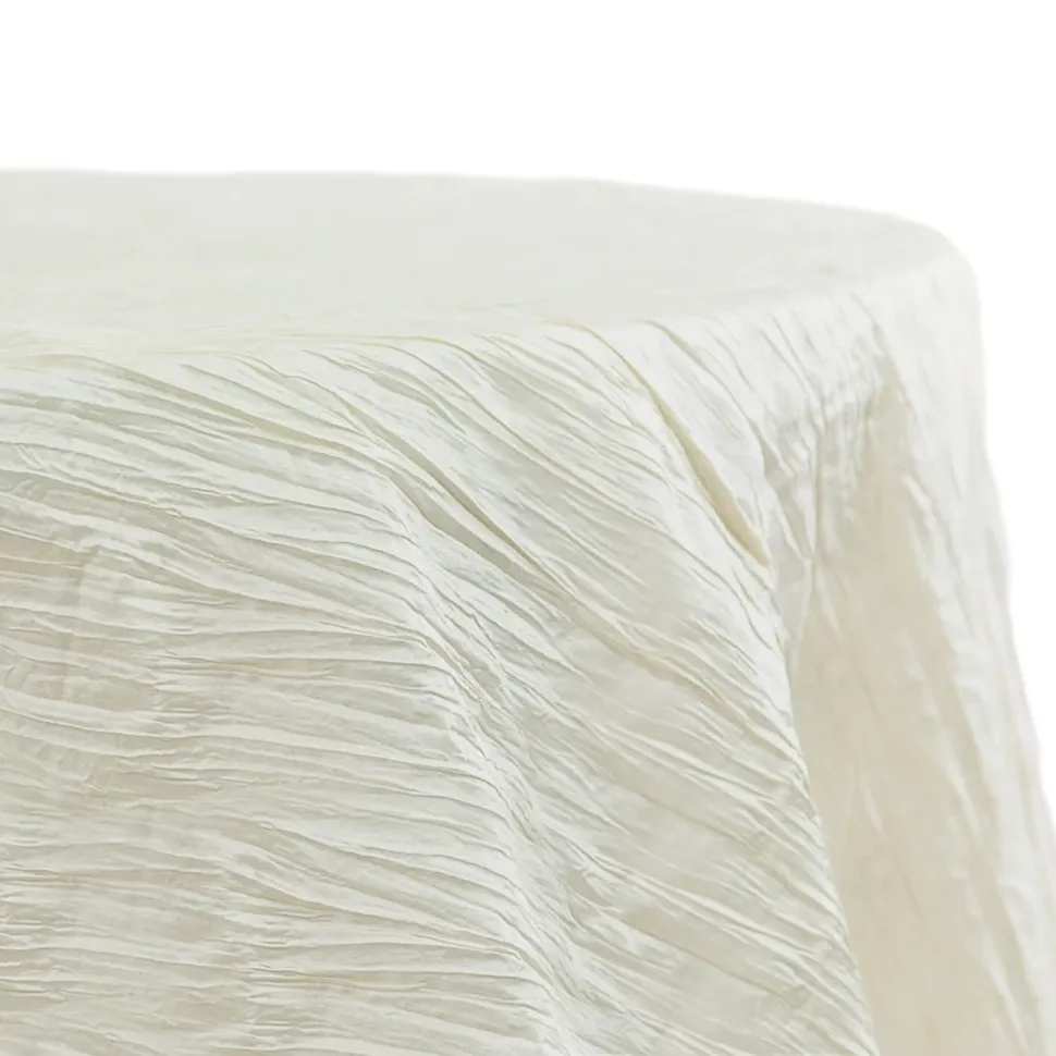 Accordion Crushed Taffeta - 132" Round Tablecloth - Ivory