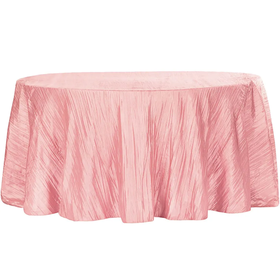 Accordion Crushed Taffeta - 120" Round Tablecloth - Dusty Rose/Mauve