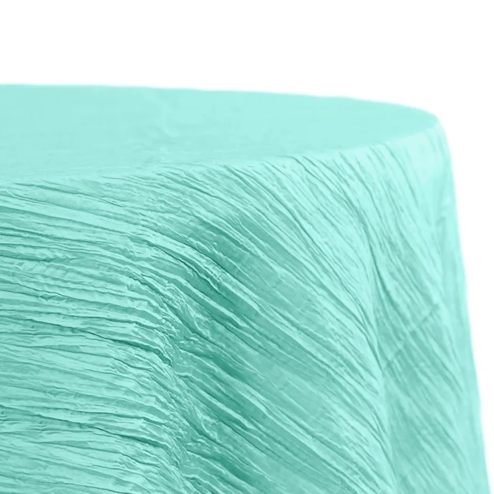 Accordion Crushed Taffeta - 132" Round Tablecloth - Turquoise