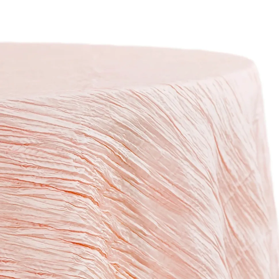 Accordion Crushed Taffeta - 132" Round Tablecloth - Blush/Rose Gold