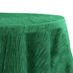 Accordion Crushed Taffeta - 132" Round Tablecloth - Emerald Green