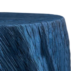 Accordion Crushed Taffeta - 132" Round Tablecloth - Navy Blue