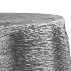 Accordion Crushed Taffeta - 132" Round Tablecloth - Silver