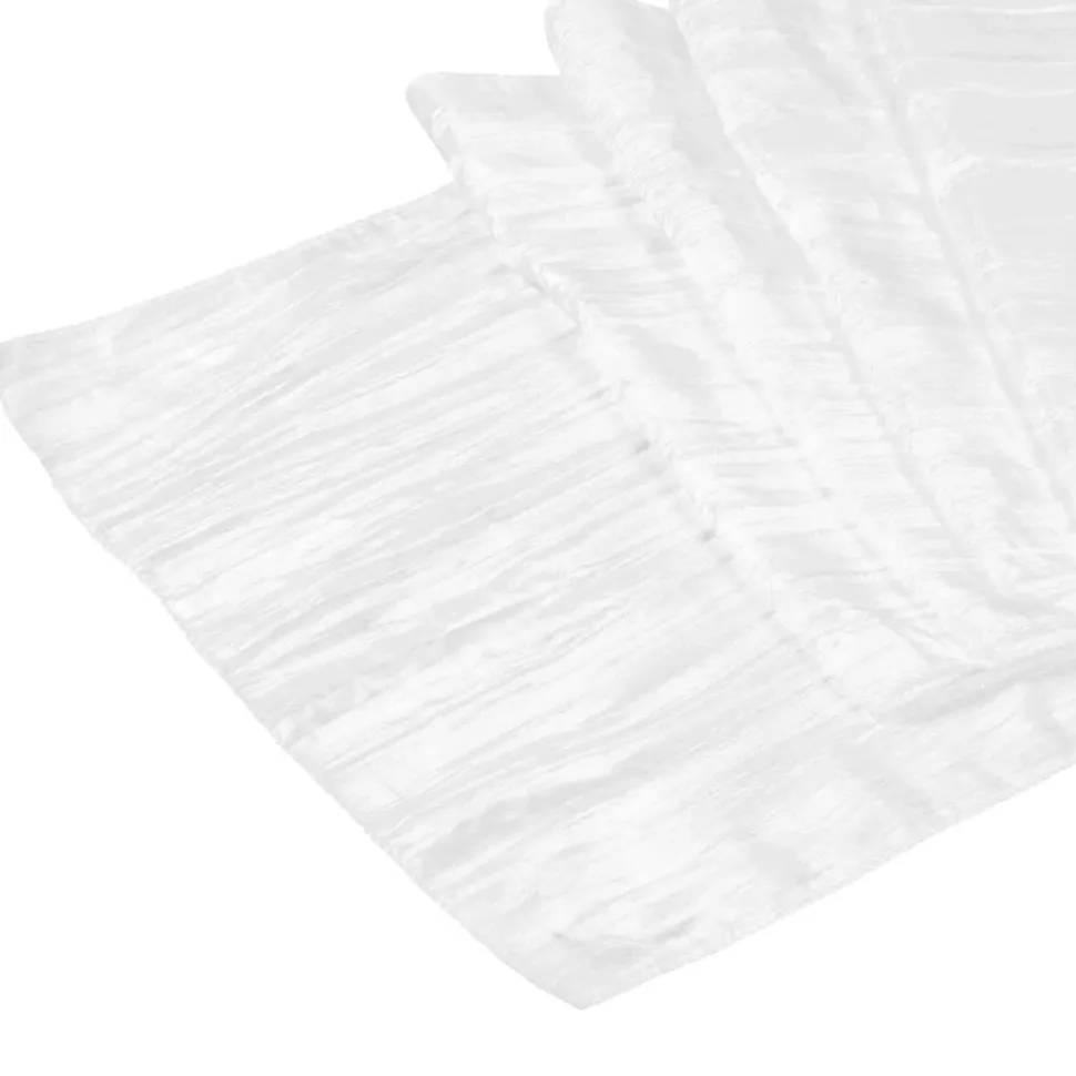 Accordion Crushed Taffeta Table Runner - White