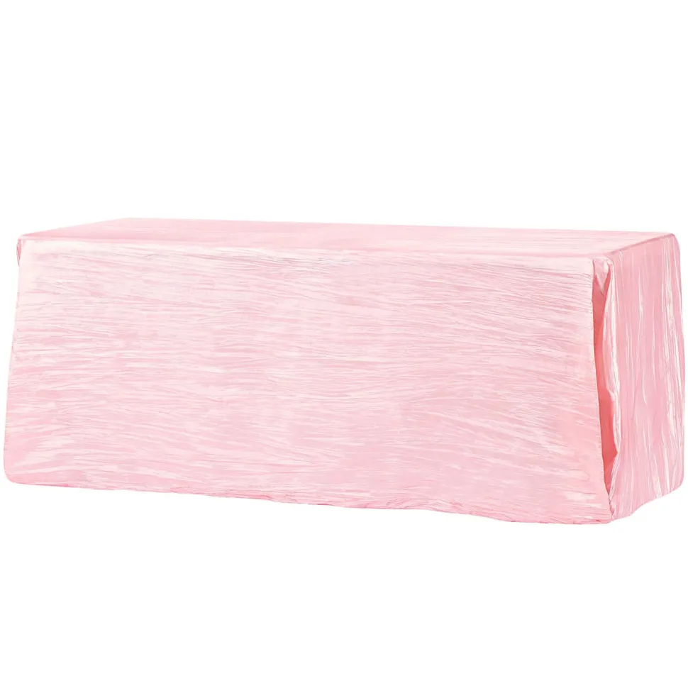 Accordion Crushed Taffeta - 90"x132" Rectangular Tablecloth - Pink