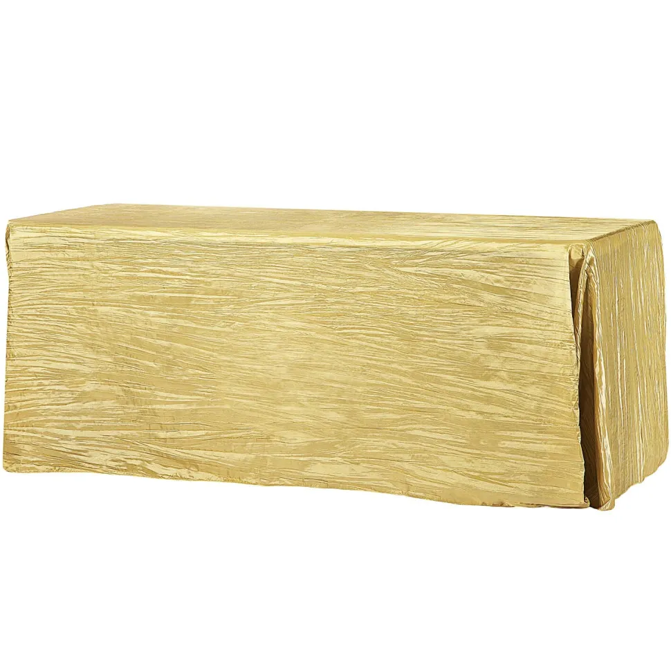 Accordion Crushed Taffeta - 90"x156" Rectangular Tablecloth - Gold
