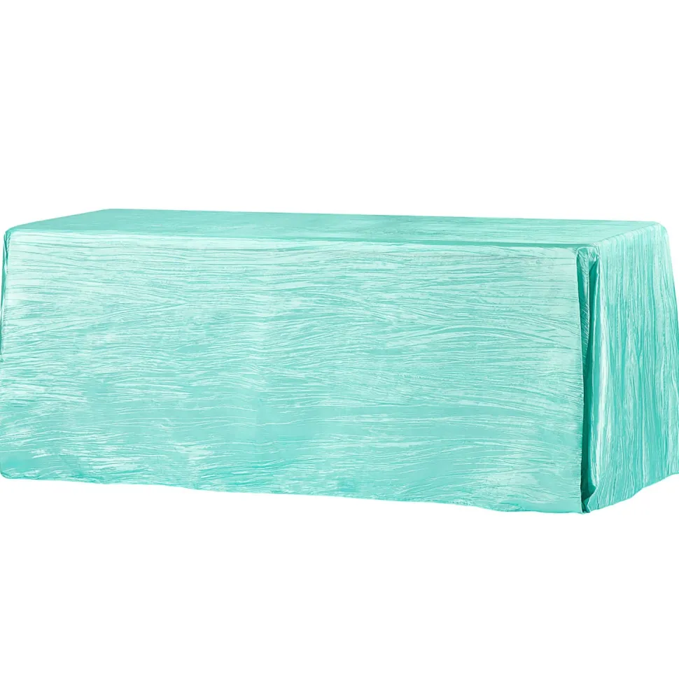 Accordion Crushed Taffeta - 90"x132" Rectangular Tablecloth - Turquoise