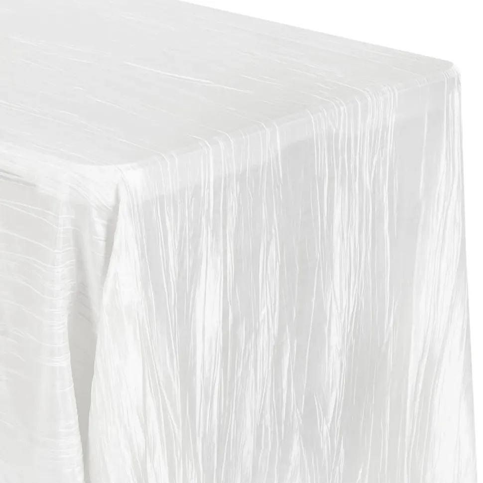 Accordion Crushed Taffeta - 90"x156" Rectangular Tablecloth - White