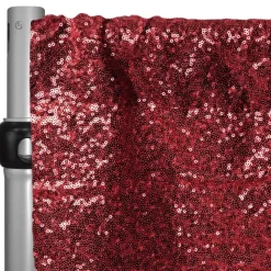 Apple Red Sequin Backdrop Curtain w/ 4" Rod Pocket by Eastern Mills - 10ft Long x 4.5ft Wide