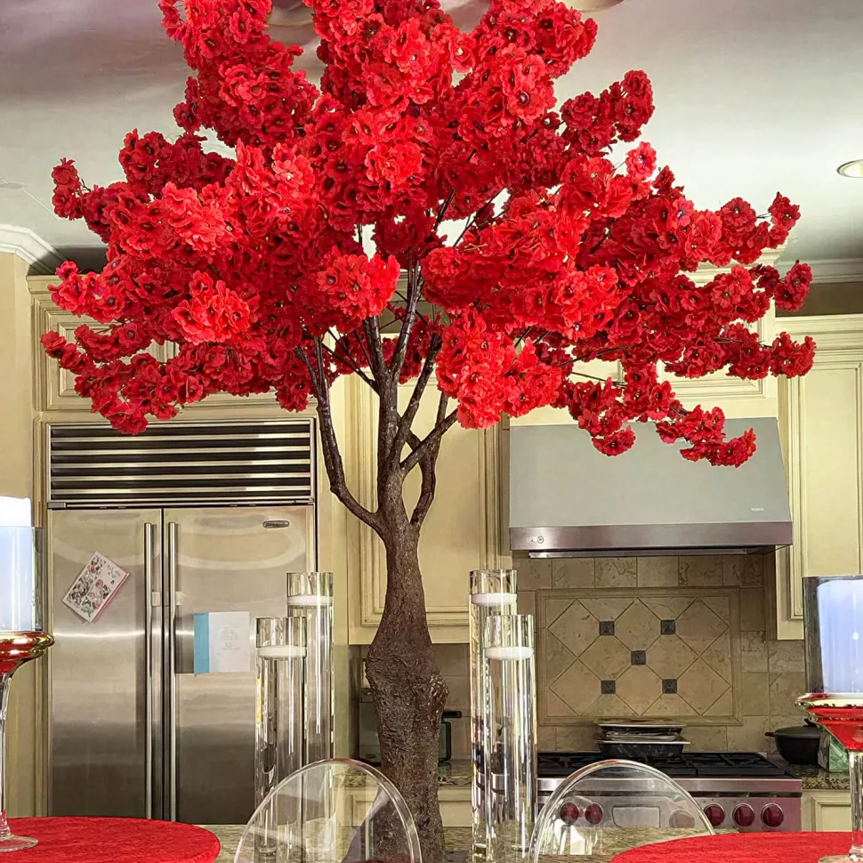 Artificial Hydrangea Bloom Branch — Red | Interchangeable Branch for ModTree™ Collection Trees