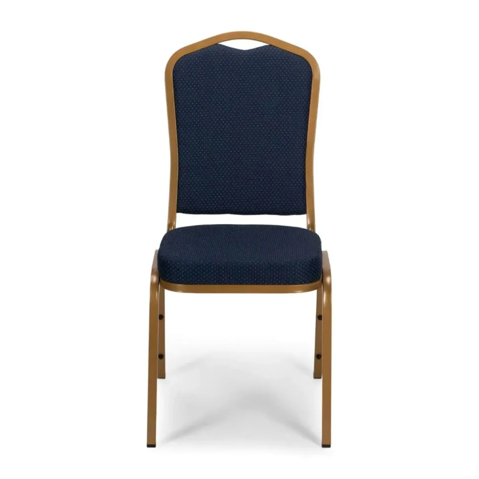 Axiom™ Crown Back Banquet Chair With Gold Frame - Navy Blue Patterned