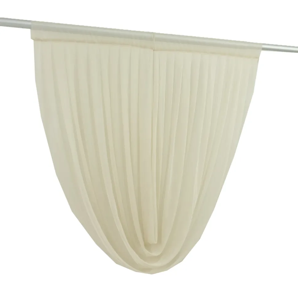 Beige Sheer Chiffon Valance Curtain – Curved Backdrop Swag Topper with Rod Pocket (4ft Wide x 4ft, 5ft, 6ft Height Options)