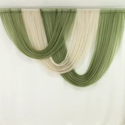 Beige Sheer Chiffon Valance Curtain – Curved Backdrop Swag Topper with Rod Pocket (4ft Wide x 4ft, 5ft, 6ft Height Options)