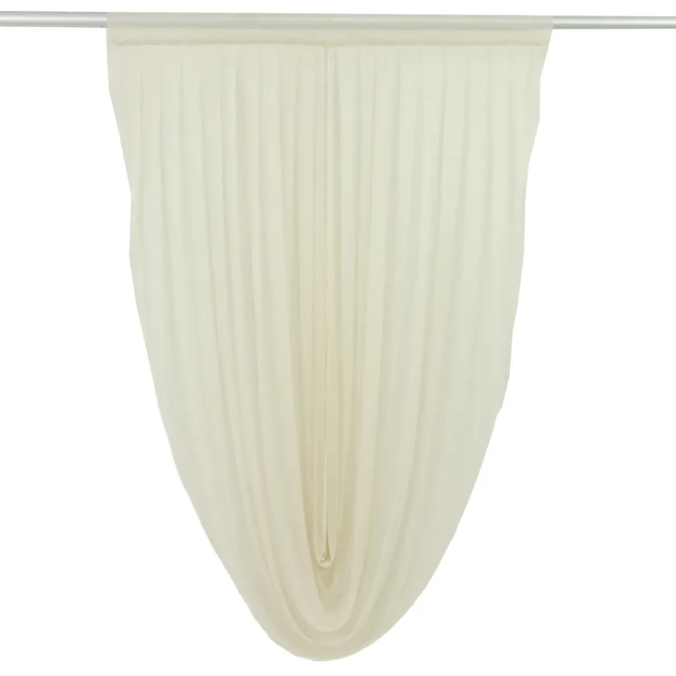 Beige Sheer Chiffon Valance Curtain – Curved Backdrop Swag Topper with Rod Pocket (4ft Wide x 4ft, 5ft, 6ft Height Options)