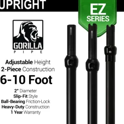 Black Anodized EZ Series - 2-Piece Adjustable Upright w/Slip-Lock (6ft-10ft)