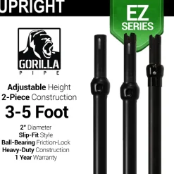 Black Anodized EZ Series - 2-Piece Adjustable Upright w/Slip-Lock (3ft-5ft)