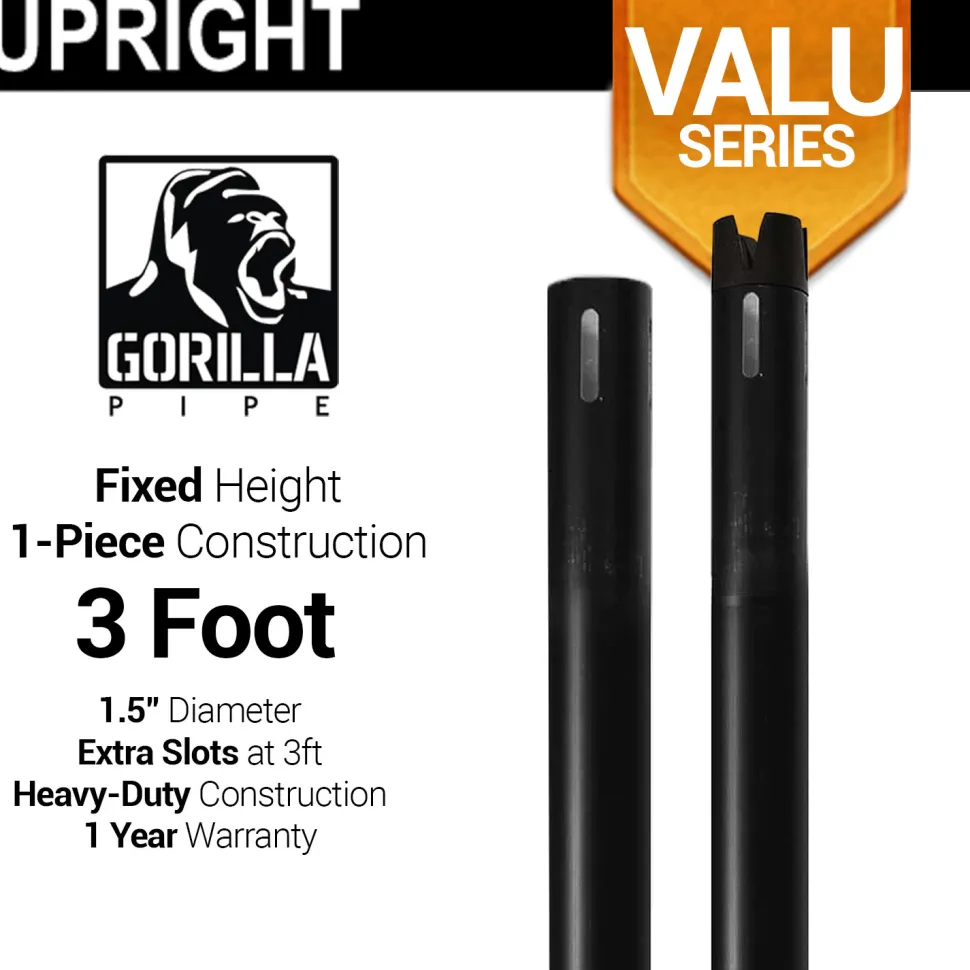 Black Anodized Valu Series - 3ft 1.5" Fixed Upright
