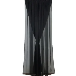 Black Double Sheer Backdrop Drape – 10ft Height x 10ft Wide Chiffon & Polyester Dual Layer Event Divider Curtain with Rod Pockets
