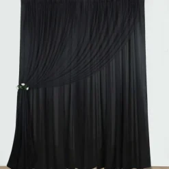 Black Double Sheer Backdrop Drape – 10ft Height x 10ft Wide Chiffon & Polyester Dual Layer Event Divider Curtain with Rod Pockets