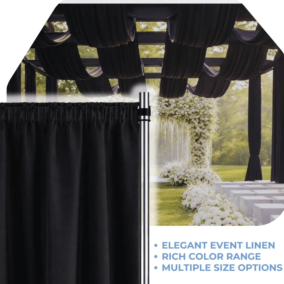 Black La Petite France Curtain Panel w/ 4" Rod Pocket - 118" Wide - Many Size Options
