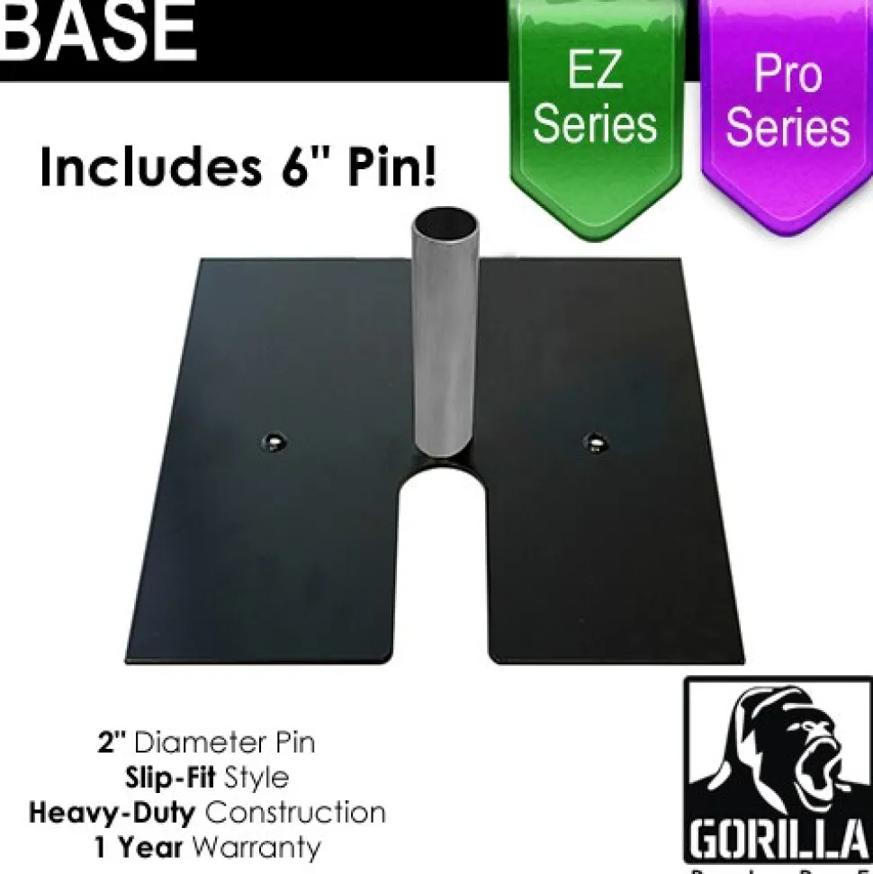 Black Pro & EZ Series - 24in x 24in Heavy Duty Base w/ 6" x 2" Pin (Up to 18ft)