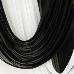 Black Sheer Chiffon Valance Curtain – Curved Backdrop Swag Topper with Rod Pocket (4ft Wide x 4ft, 5ft, 6ft Height Options)