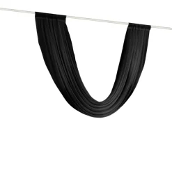 Black Sheer Chiffon Valance Curtain – Curved Backdrop Swag Topper with Rod Pocket (4ft Wide x 4ft, 5ft, 6ft Height Options)