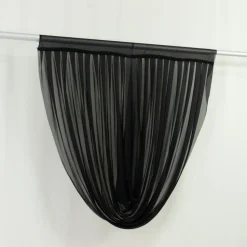 Black Sheer Chiffon Valance Curtain – Curved Backdrop Swag Topper with Rod Pocket (4ft Wide x 4ft, 5ft, 6ft Height Options)