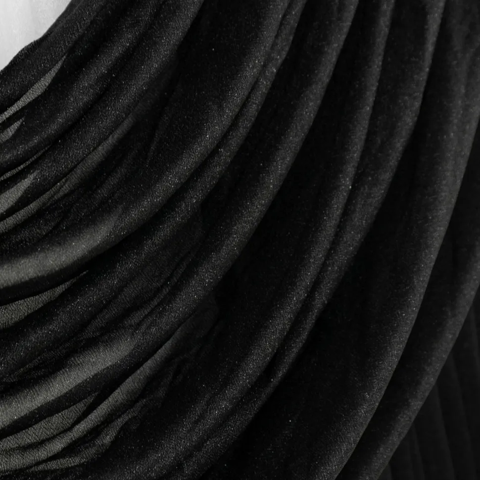 Black Sheer Chiffon Valance Curtain – Curved Backdrop Swag Topper with Rod Pocket (4ft Wide x 4ft, 5ft, 6ft Height Options)