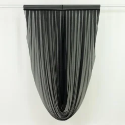 Black Sheer Chiffon Valance Curtain – Curved Backdrop Swag Topper with Rod Pocket (4ft Wide x 4ft, 5ft, 6ft Height Options)