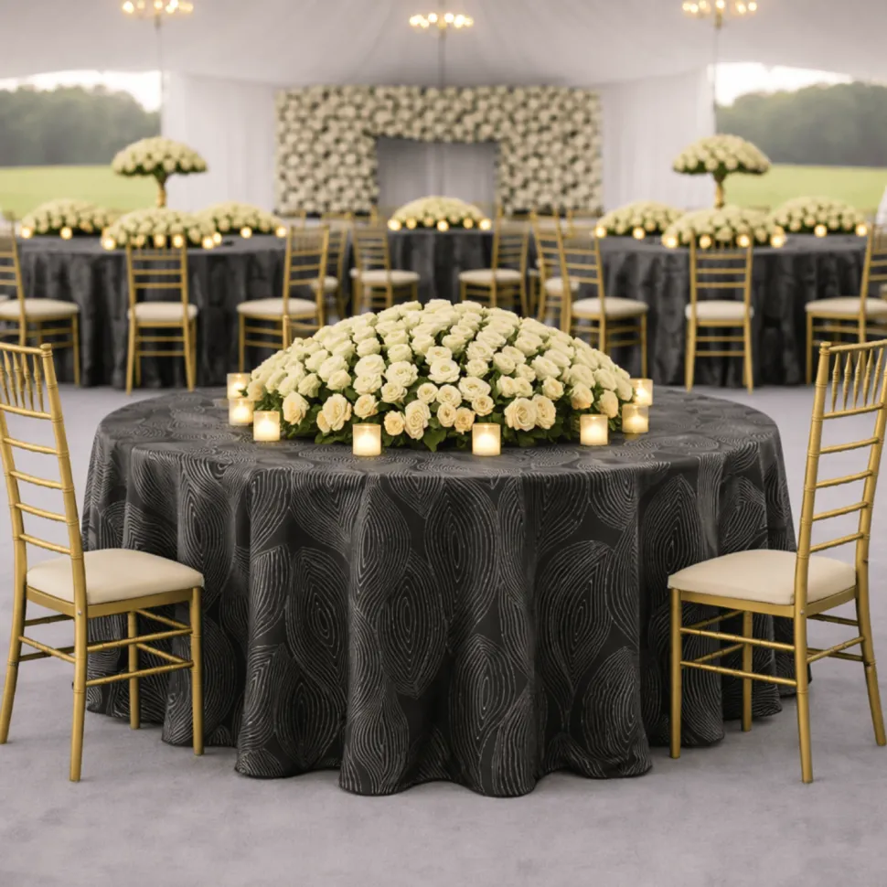 Black Sombra Jacquard Tablecloth - Multiple Size Options