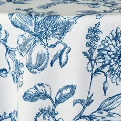 Blue Flores Jacquard Tablecloth - Multiple Size Options