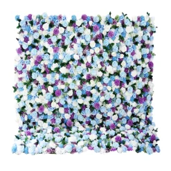 Blue, Purple & White Mixed Florals - Curtain Style Floral Wall - Easy Install! Select Size