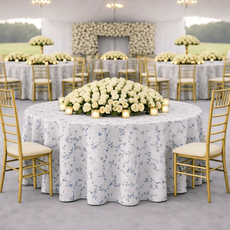 Blue Seraphine Jacquard Tablecloth - Multiple Size Options