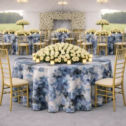 Blue Tivoli Jacquard Tablecloth - Multiple Size Options