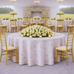 Blush Flores Jacquard Tablecloth - Multiple Size Options