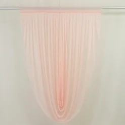 Blush Sheer Chiffon Valance Curtain – Curved Backdrop Swag Topper with Rod Pocket (4ft Wide x 4ft, 5ft, 6ft Height Options)