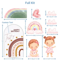 Boho Rainbow Foam Core Birthday Backdrop Kit by PopScene™