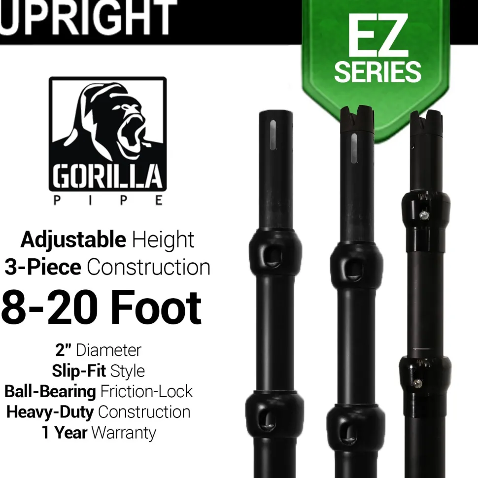 BULK BUY! BOX OF 5! - Black Anodized EZ Series - 3-Piece Adjustable Upright w/Slip-Lock (8ft-20ft)