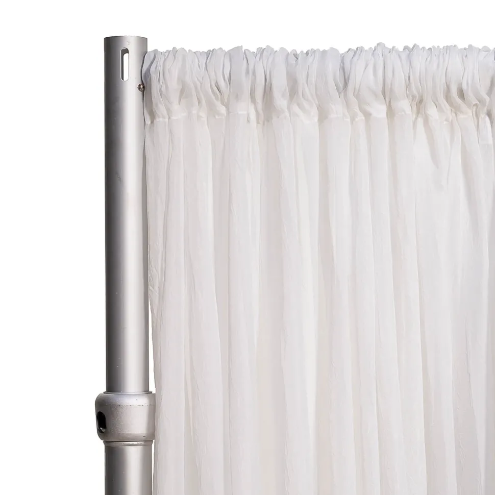 Bulk Buy - 10 Pieces - *FR* Crushed Sheer Voile Curtain Panel by Eastern Mills w/ 4" Pockets - 10ft Wide - White